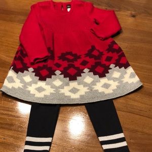 Tea Collection toddler knit dress and leggings. 18-24 months.